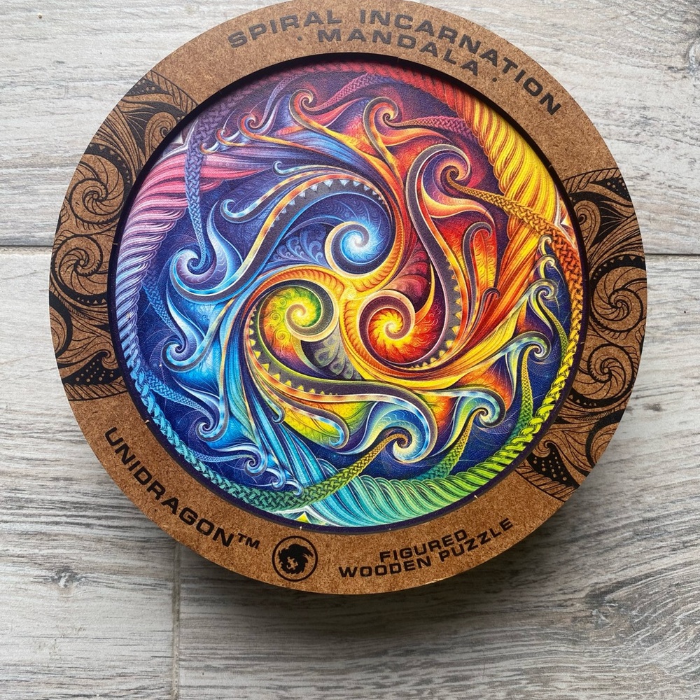 Unidragon King Size 350 Piece “Mandala Spiral Incarnation”Wooden Puzzle - Picture 2 of 5
